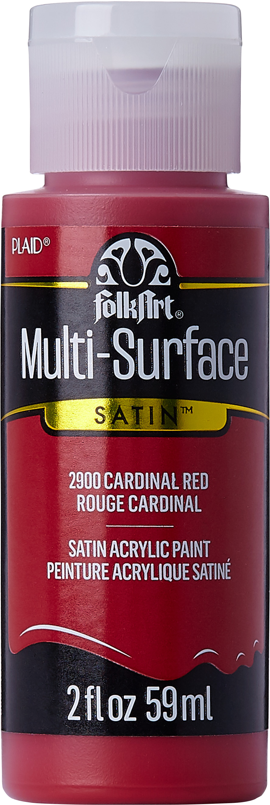 FolkArt Multi-Surface Acrylic Craft Paint, Satin Finish, Cardinal Red, 2 fl  oz 